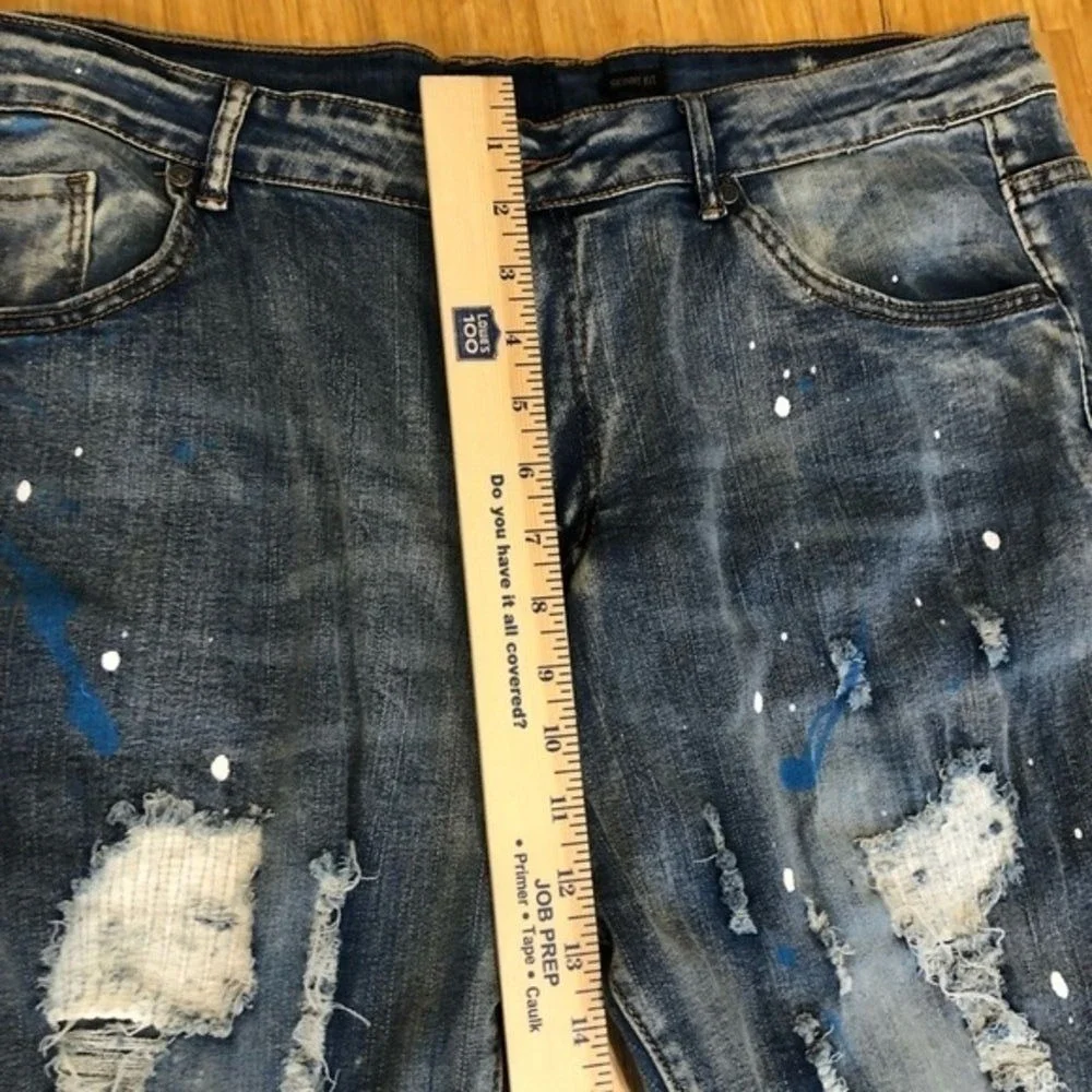 thrashed men's 40 x 32 jeans rave distressed Y2K grunge hiphop skater  jeans